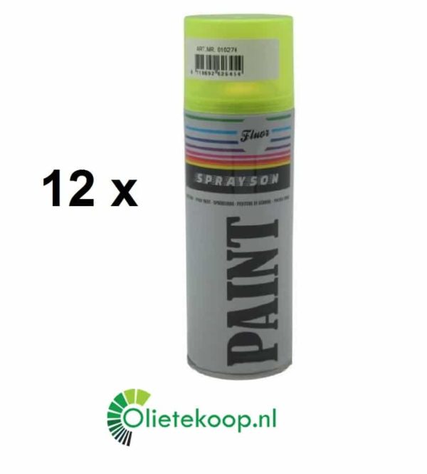 Sprayson Fluor Geel (€ 3.99/stuk) - Spuitverf - 12 x 400ml