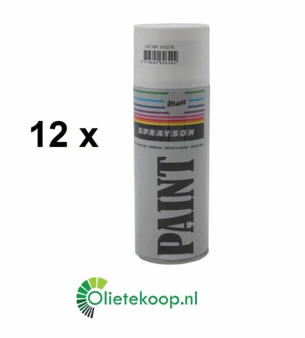Sprayson Wit Mat (€ 1.99 / stuk) - Spuitverf - 12 x 400mL